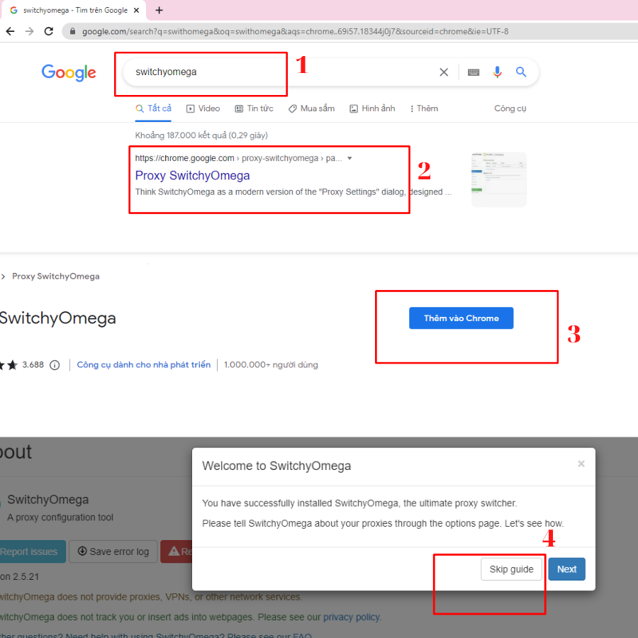 Tải SwitchOmega về trình duyệt chrome