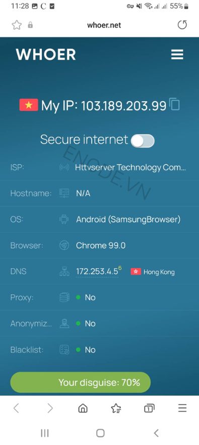 Đăng nhập thành công Proxy trên điện thoại 