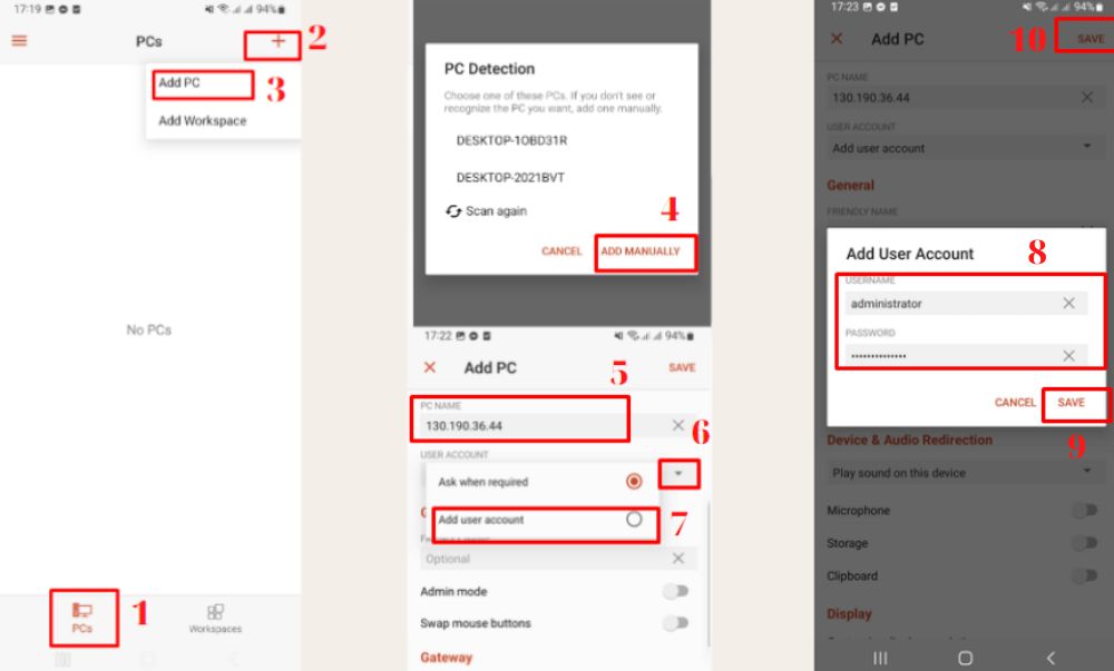 Điền đầy đủ thông tin đăng nhập VPS