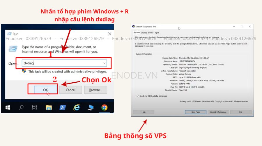 Kiểm tra cấu hình qua câu lệnh dxdiag