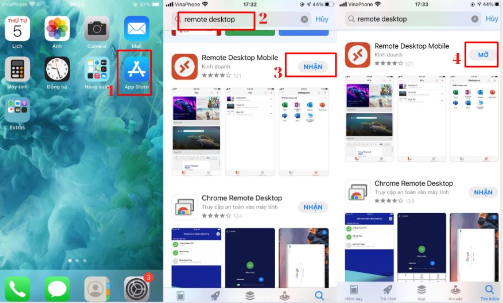 Đăng nhập máy chủ ảo trên điện thoại IOS
