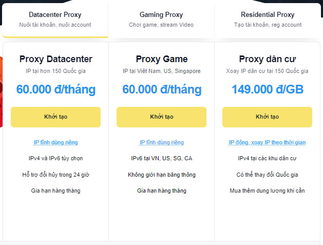 Các gói Proxy tại ENODE