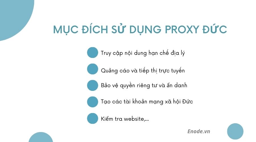 Mục đích sử dụng Proxy Đức đa dạng