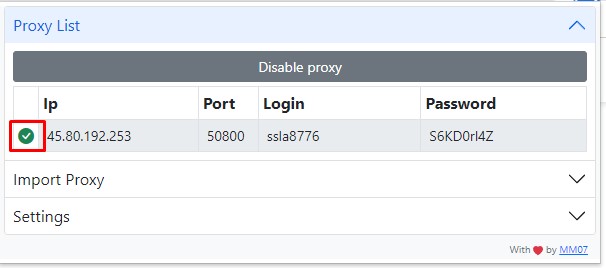 Tích chọn vào Proxy để sử dụng
