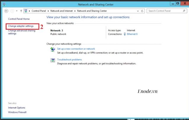 Mở cài đặt mạng trên VPS Windows