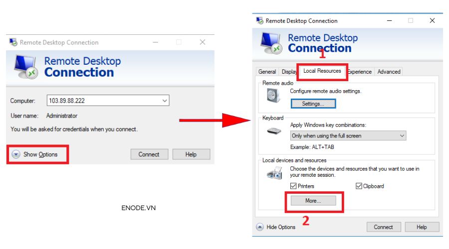 Truy cập vào Remote Desktop Connection