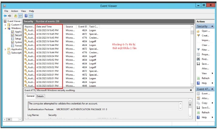 Hình ảnh VPS Windows bị scan pass