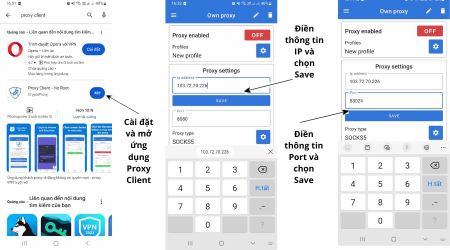 Tải Proxy Client và điền thông tin IP Port
