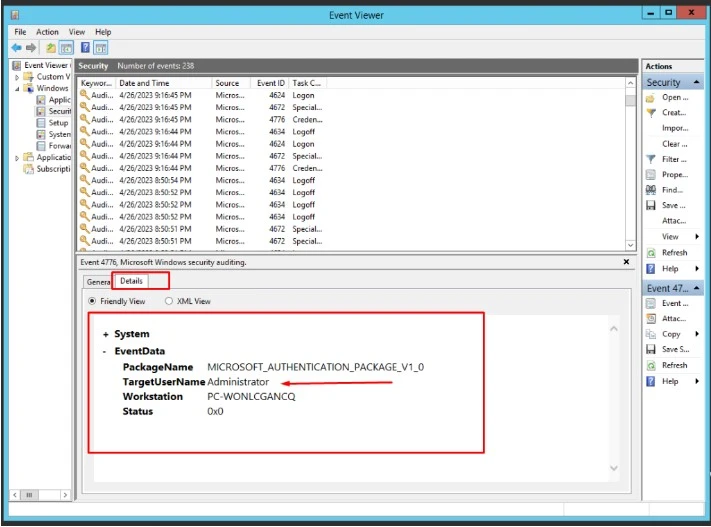Username bị scan thường là Admin và Administrator