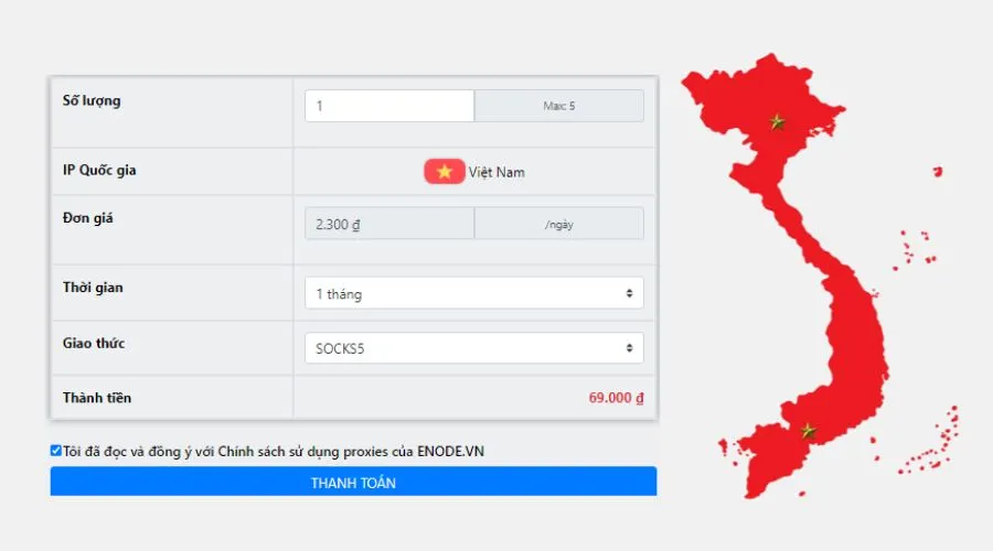 Proxy V4 Việt Nam với vị trí tại Hà Nội