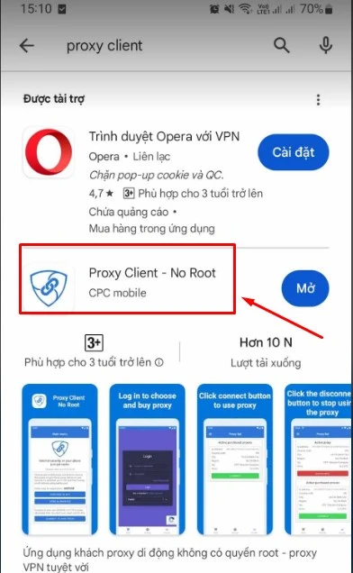 Ứng dụng đổi proxy trên android Proxy Client