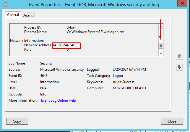 Kiểm tra IP đã Remote Desktop tới VPS Windows thành công.