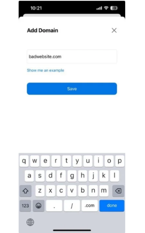 Tùy chọn chặn domain cụ thể