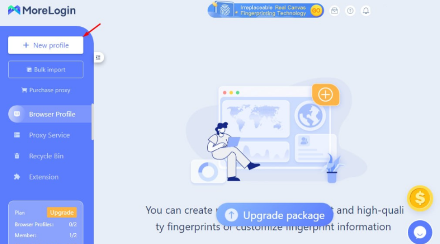 Morelogin cho phép bạn tạo nhiều hồ sơ trình duyệt khác nhau