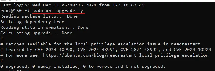 Cập nhật các gói phần mềm trên VPS Ubuntu
