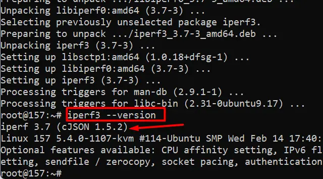 iPerf3 đã cài đặt thành công
