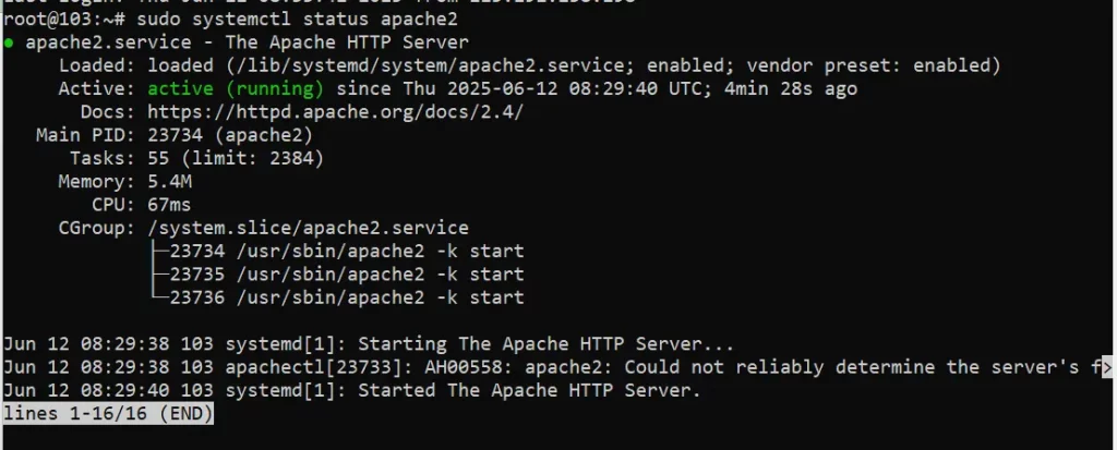 Apache đã ở trạng thái hoạt động
