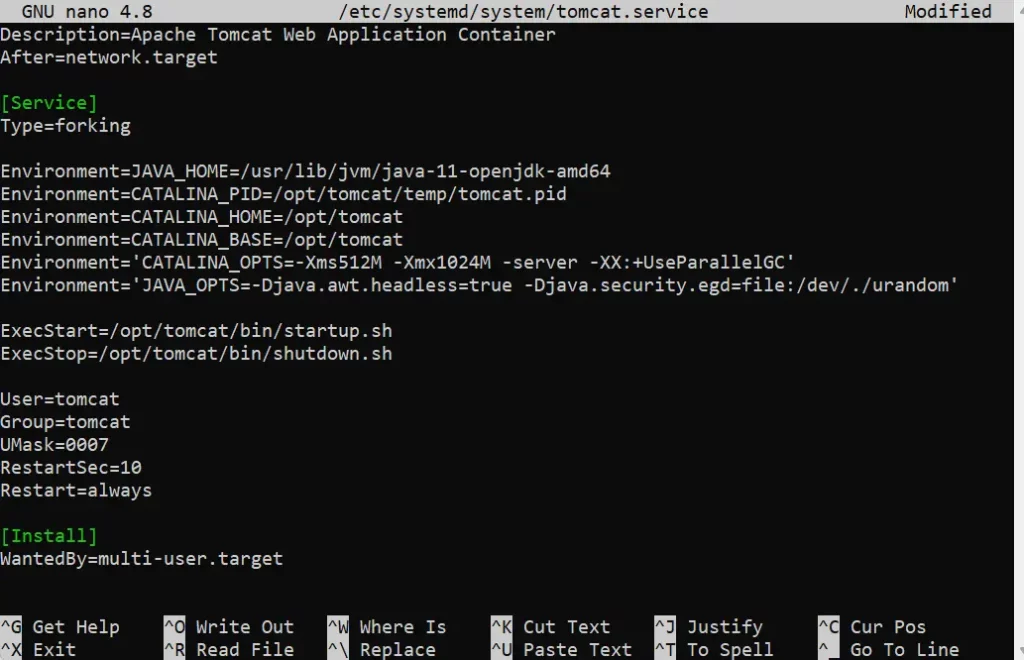 Cấu hình Tomcat như một systemd service